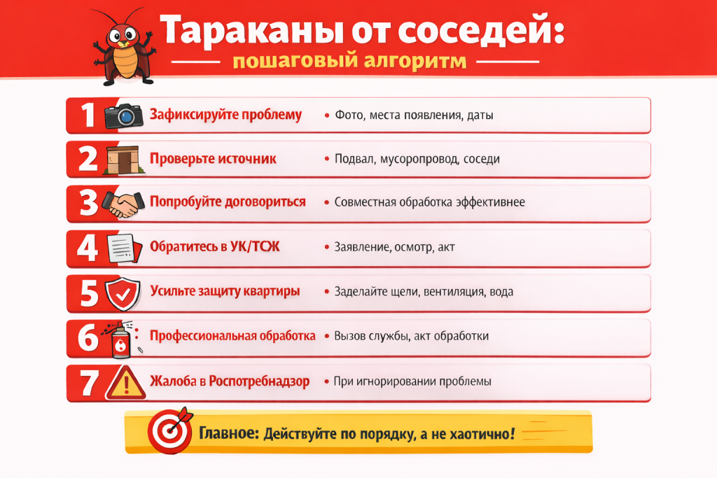 Тараканы от соседей: пошаговый алгоритм